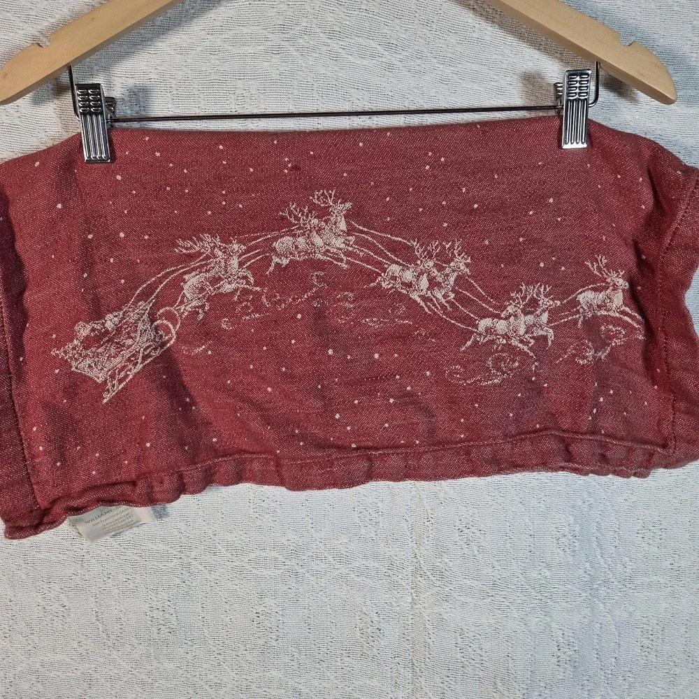 Williams Sonoma Christmas Napkins Set of 8 Red Linen‎ Blend Winter Village Star